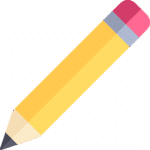 Crayon jaune à pointe taillée et gomme rose à son extrémité, présenté en diagonale sur un fond blanc, symbolisant l'écriture ou l'édition.